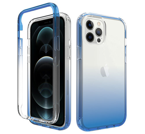 JVS Products iPhone 14 Plus Full Body Hoesje - 2-delig Back Cover Siliconen Case TPU Schokbestendig - Apple iPhone 14 Plus – Transparant / Blauw kopen