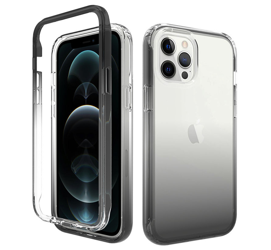 iPhone 14 Plus Full Body Hoesje - 2-delig Back Cover Siliconen Case TPU Schokbestendig - Apple iPhone 14 Plus – Transparant / Zwart kopen