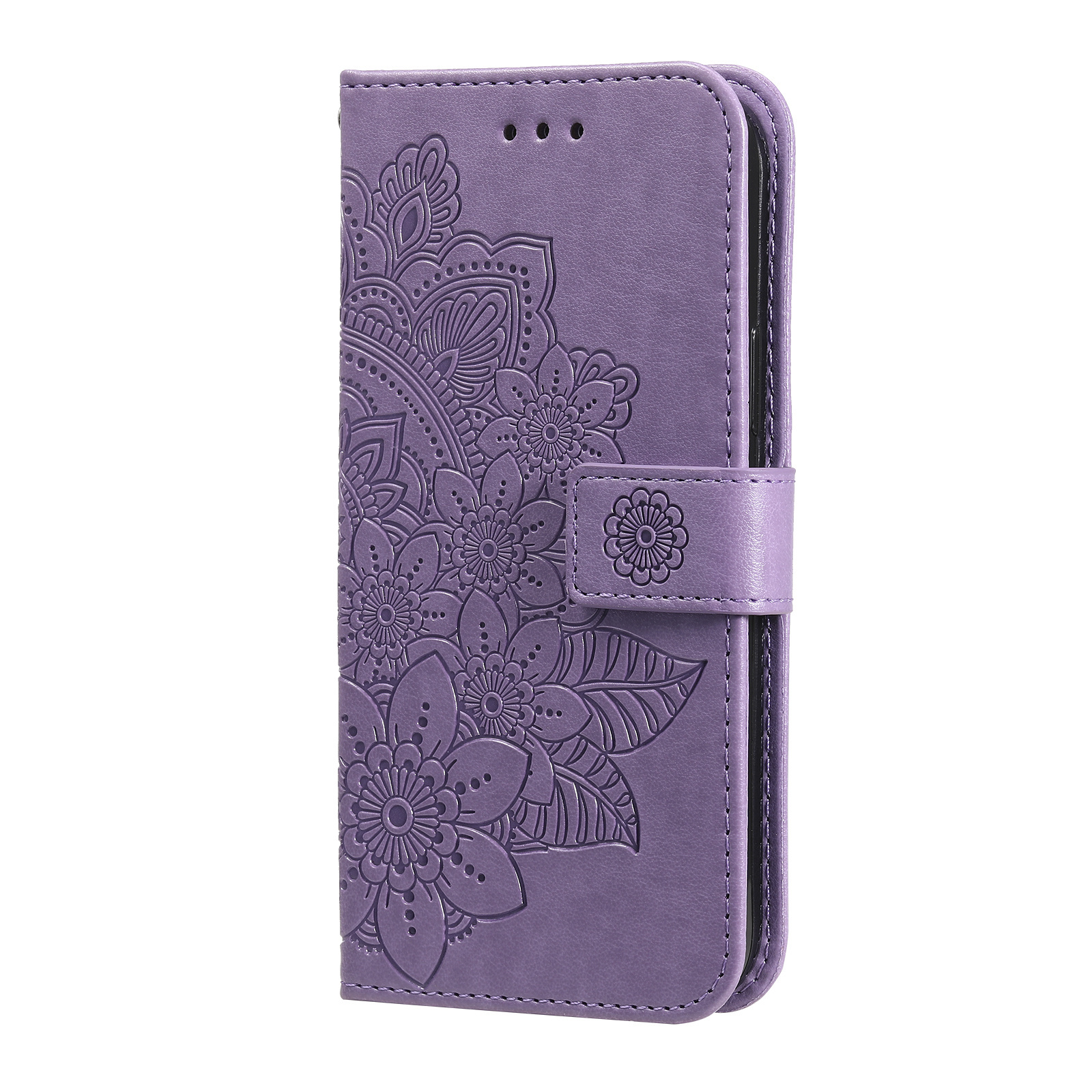 Google Pixel 6 hoesje - Bookcase - Pasjeshouder - Portemonnee - Bloemenprint - Kunstleer - Paars afbeelding