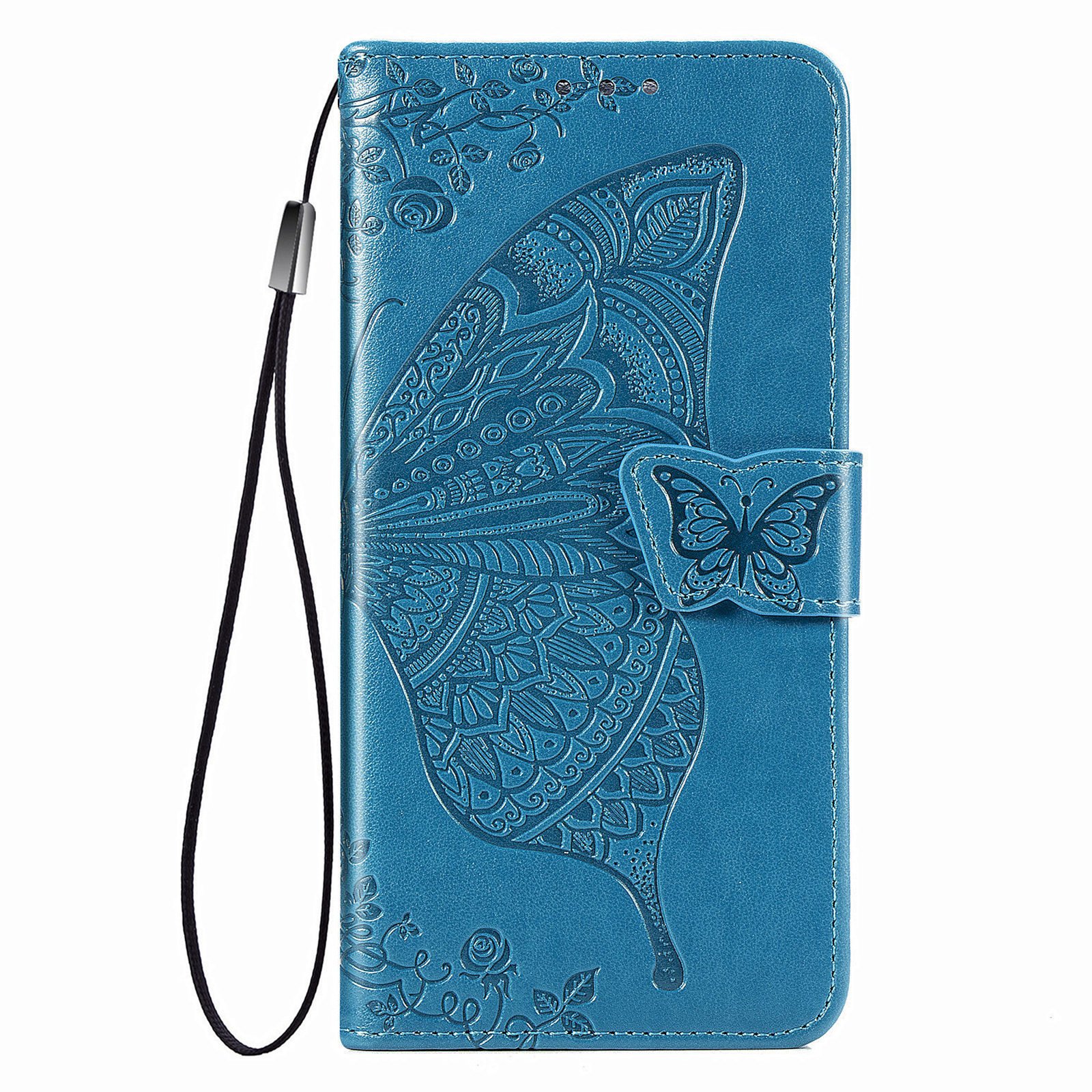 OPPO A17 Book Case Hoesje met Patroon - Vlinderpatroon - PU Leer - Pasjeshouder - OPPO A17 - Blauw