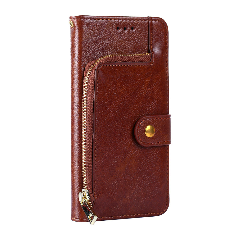 OPPO A57 hoesje - Bookcase - Koord - Pasjeshouder - Portemonnee - Rits - Kunstleer - Bruin afbeelding
