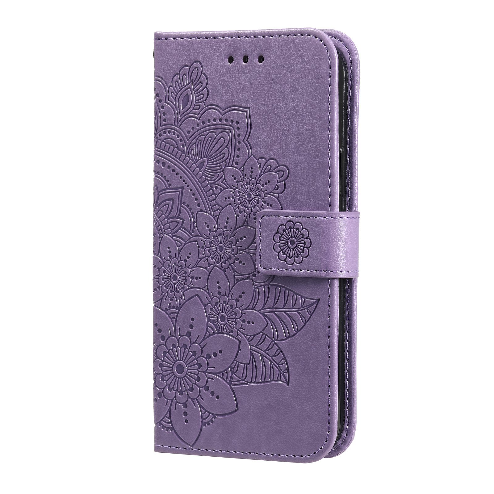 OPPO A76 Book Case Hoesje met Patroon - Pasjeshouder - Portemonnee - Bloemenprint - OPPO A76 - Paars