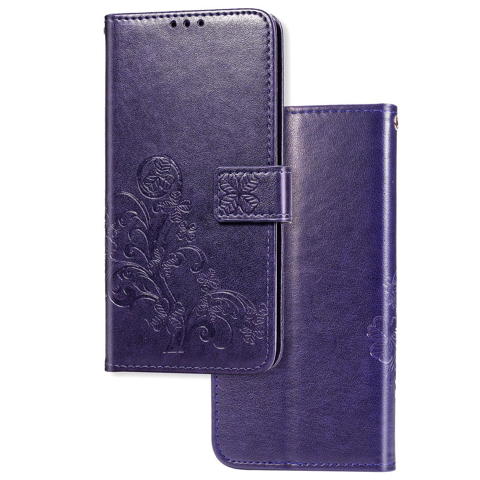 OPPO A96 hoesje - Bookcase - Pasjeshouder - Portemonnee - Bloemenprint - Kunstleer - Paars afbeelding