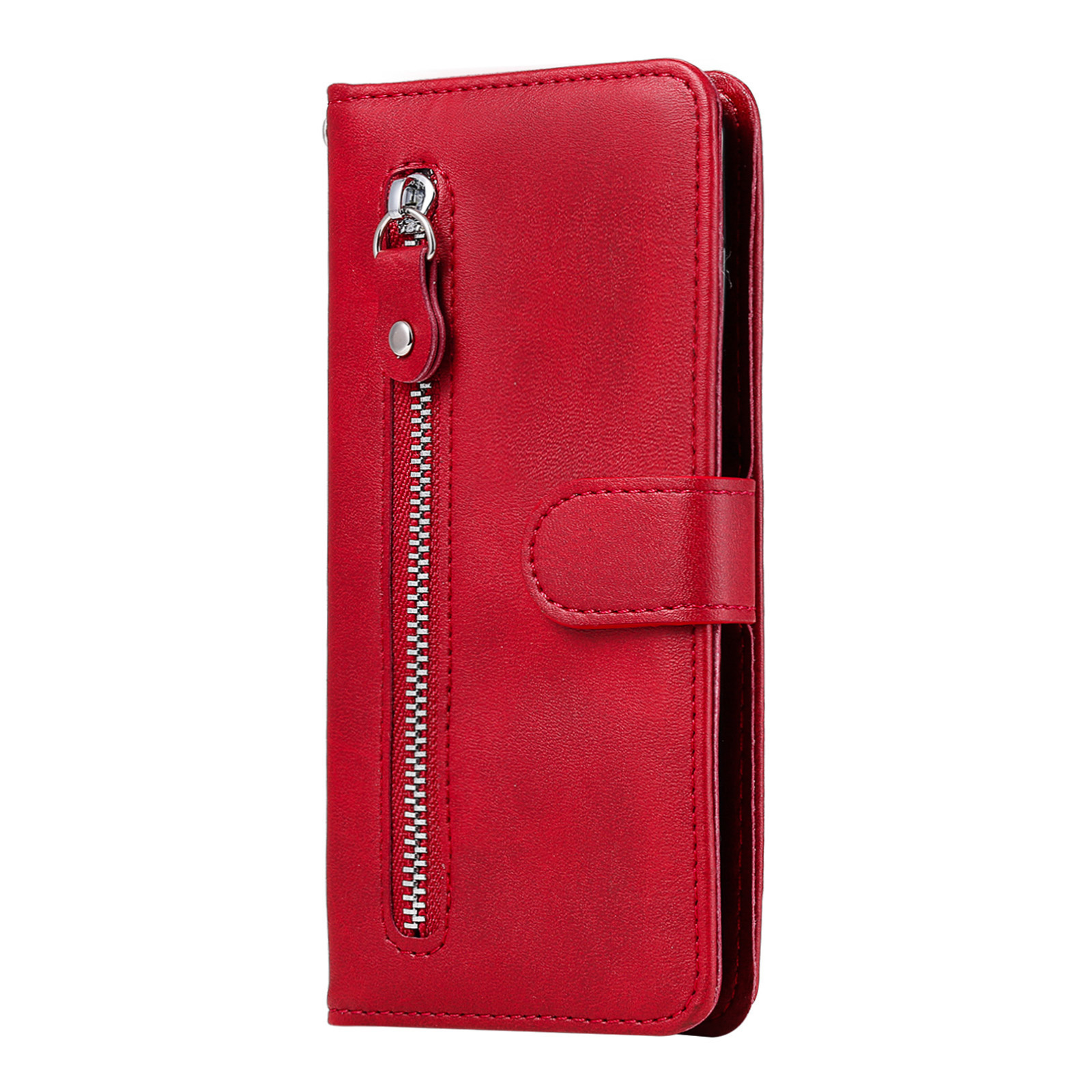 OPPO Find X3 Lite Book Case Hoesje met Rits - Kunstleer - Pasjeshouder - Portemonnee - OPPO Find X3 Lite - Rood