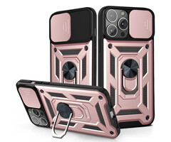 JVS Products OPPO Reno 8 Lite hoesje - Backcover - Rugged Armor - Camerabescherming - Extra valbescherming - TPU - Rose Goud