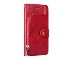 JVS Products OPPO Reno 8 Pro hoesje - Bookcase - Koord - Pasjeshouder - Portemonnee - Rits - Kunstleer - Rood