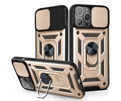 JVS Products OPPO Reno 8 Pro hoesje - Backcover - Rugged Armor - Camerabescherming - Extra valbescherming - TPU - Goud