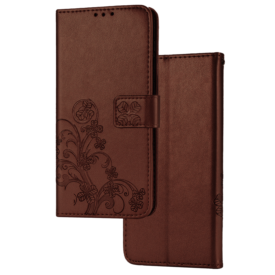 Xiaomi 11T Book Case Hoesje met Patroon - Pasjeshouder - Portemonnee - Bloemenprint - Xiaomi 11T - Bruin