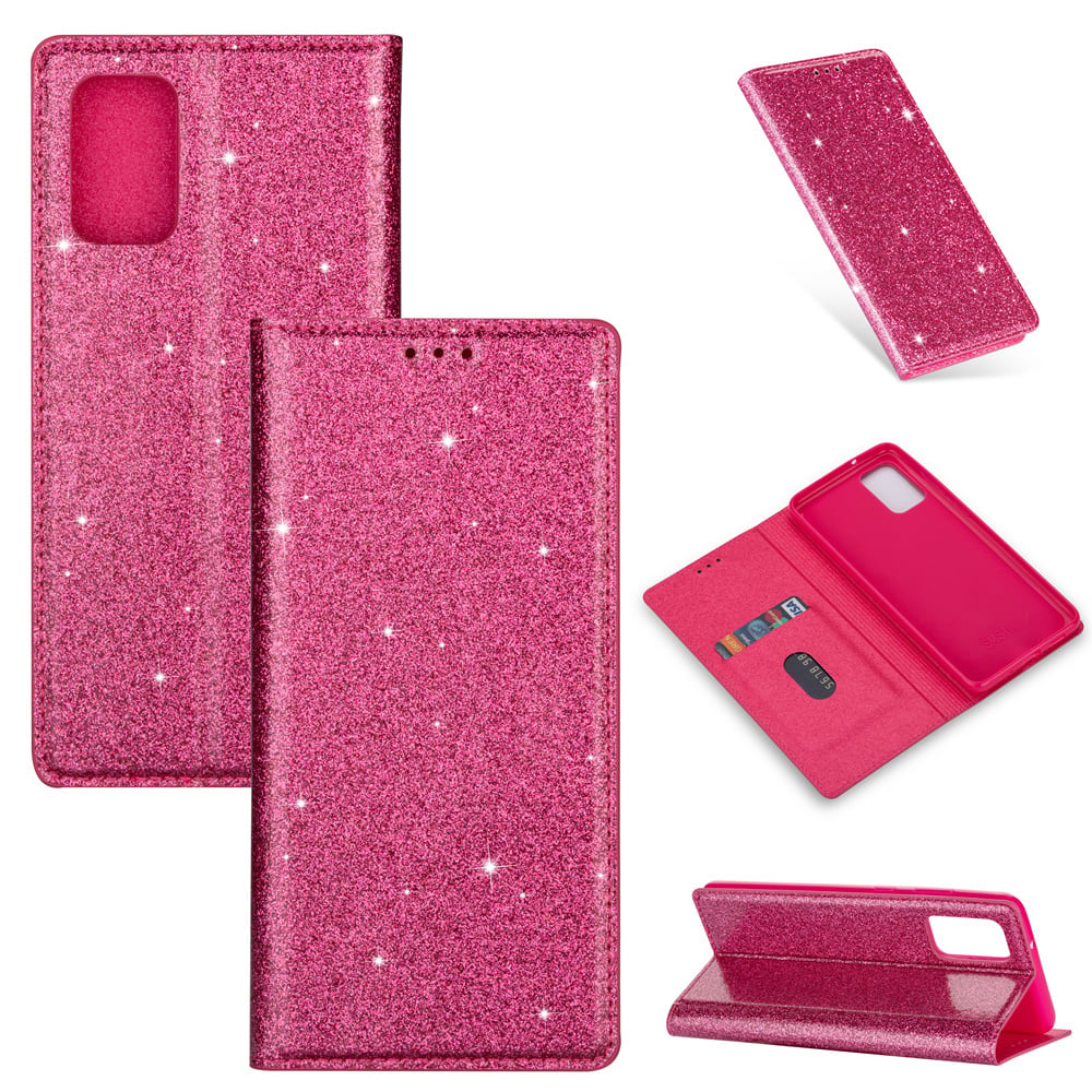 Xiaomi Poco X3 Pro Glitter Book Case Hoesje - TPU - Magnetische Sluiting - Pasjeshouder - Xiaomi Poco X3 Pro - Roze