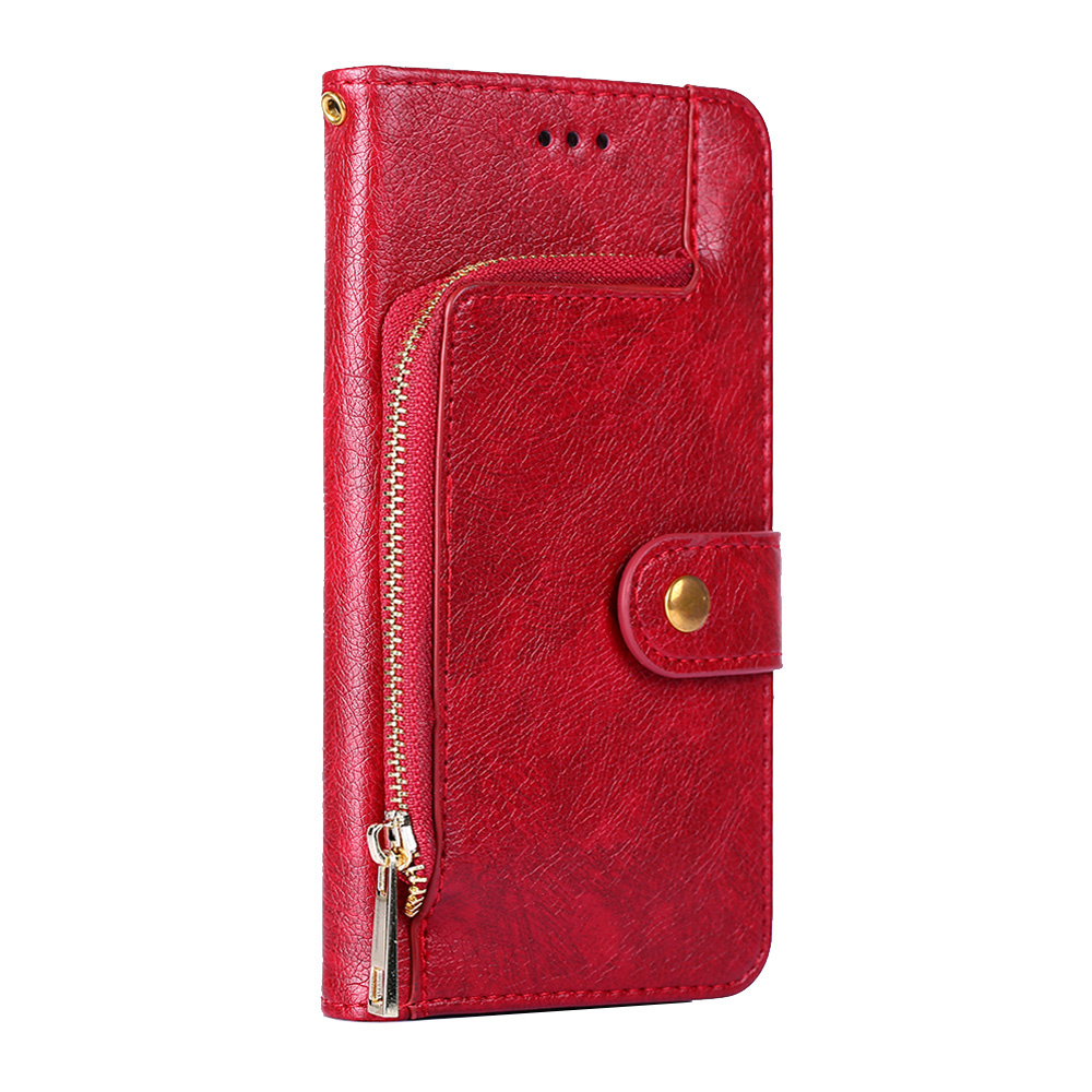 Xiaomi Redmi Note 10 5G hoesje - Bookcase - Koord - Pasjeshouder - Portemonnee - Rits - Kunstleer - Rood afbeelding