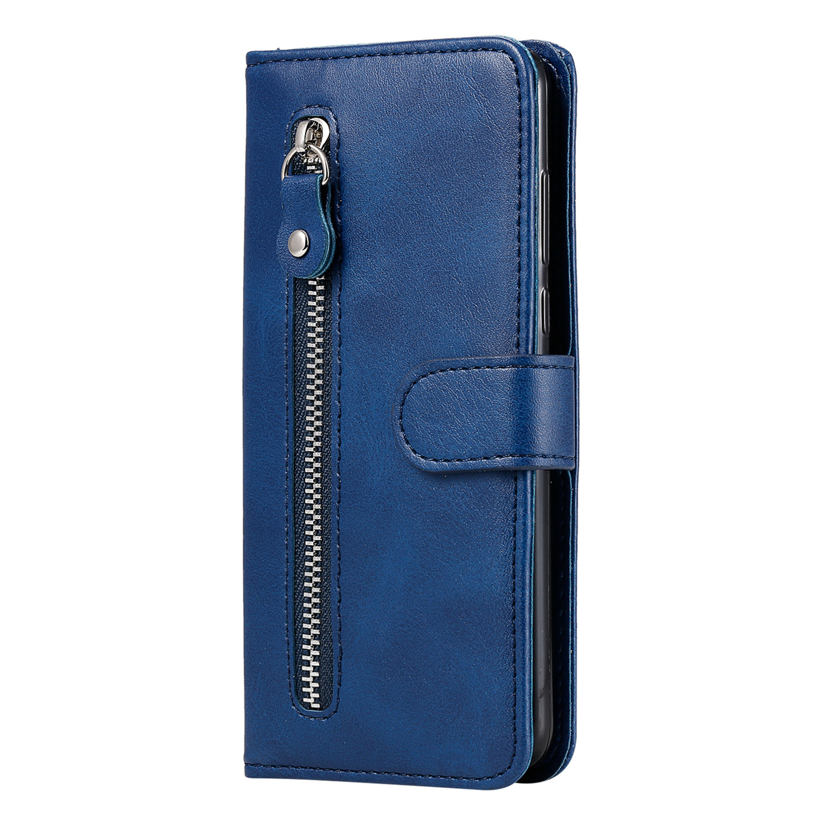 Xiaomi Redmi Note 10 5G Book Case Hoesje met Rits - Kunstleer - Pasjeshouder - Portemonnee - Xiaomi Redmi Note 10 5G - Blauw