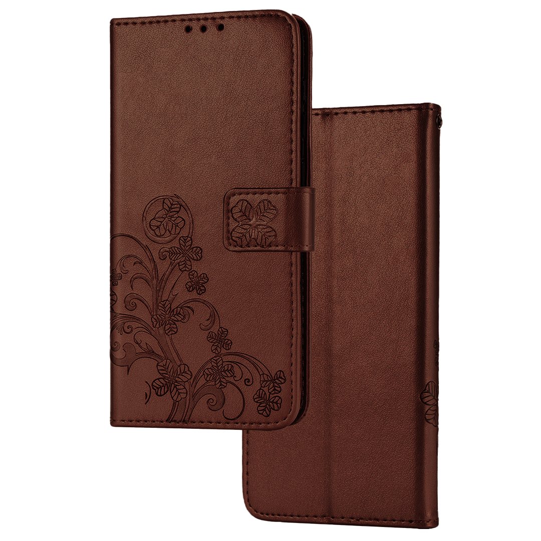 Xiaomi Redmi Note 10 Pro Book Case Hoesje met Patroon - Pasjeshouder - Portemonnee - Bloemenprint - Xiaomi Redmi Note 10 Pro - Bruin