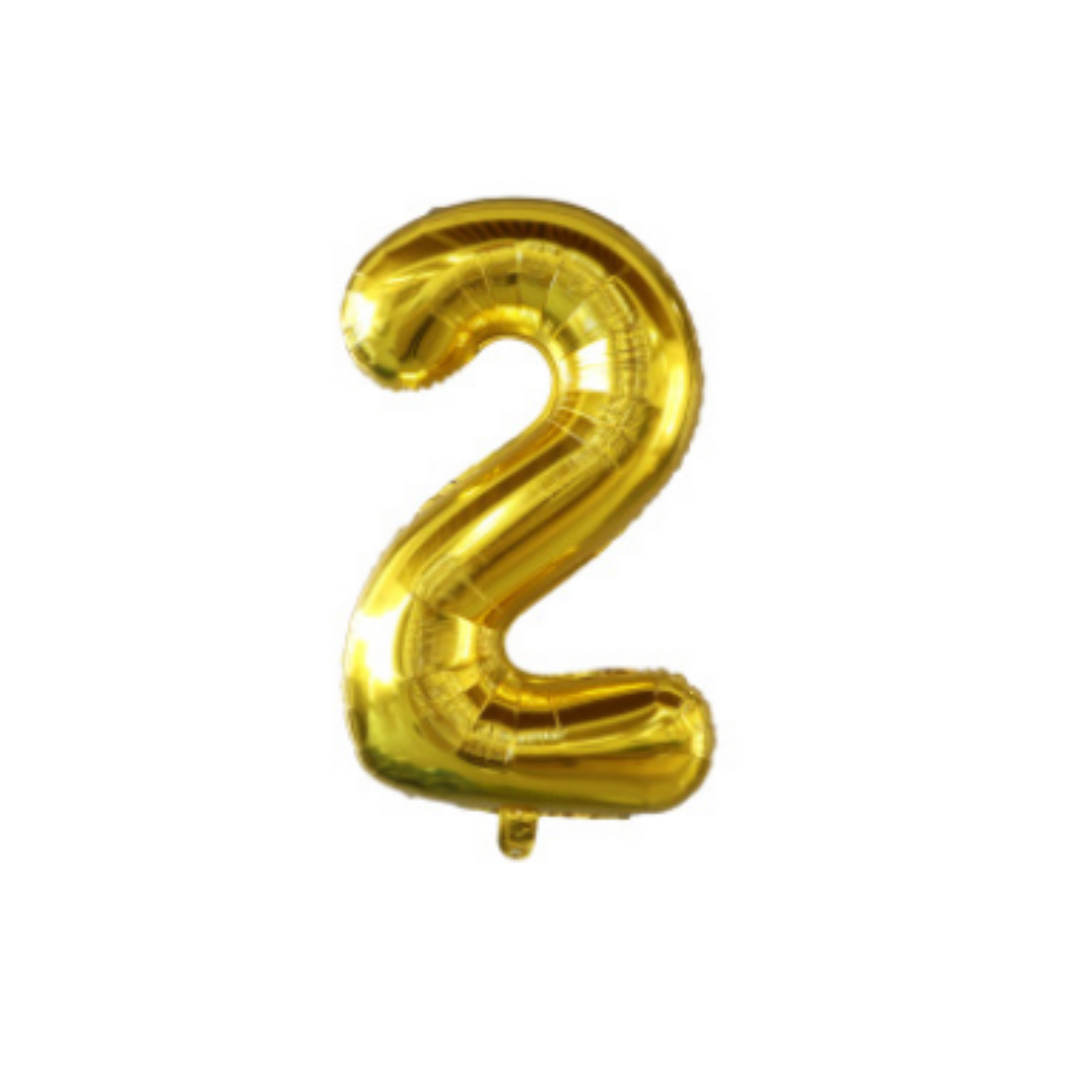Cijferballon XL 2 - Goud - Feestversiering - 81 cm afbeelding