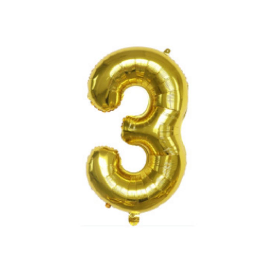 Cijferballon XL 3 - Goud - Feestversiering - 81 cm afbeelding