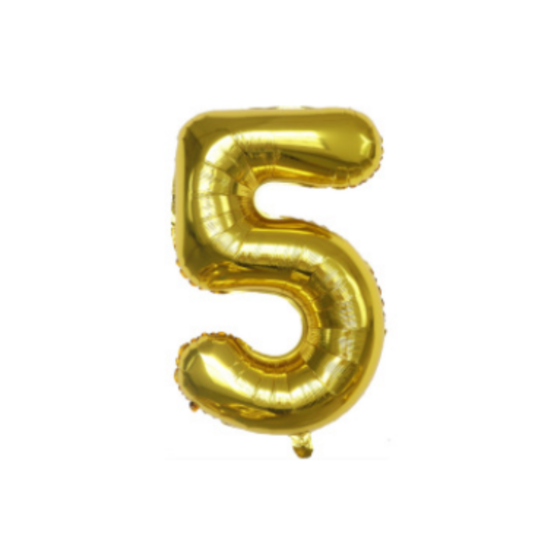 Cijferballon XL 5 - Goud - Feestversiering - 81 cm afbeelding