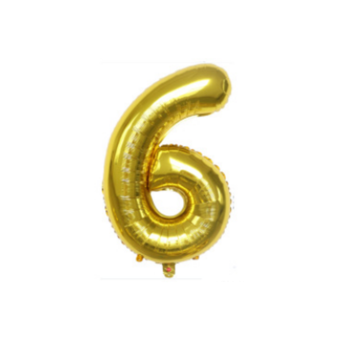 JVS Products Cijferballon XL 6 - Goud - Feestversiering - 81 cm