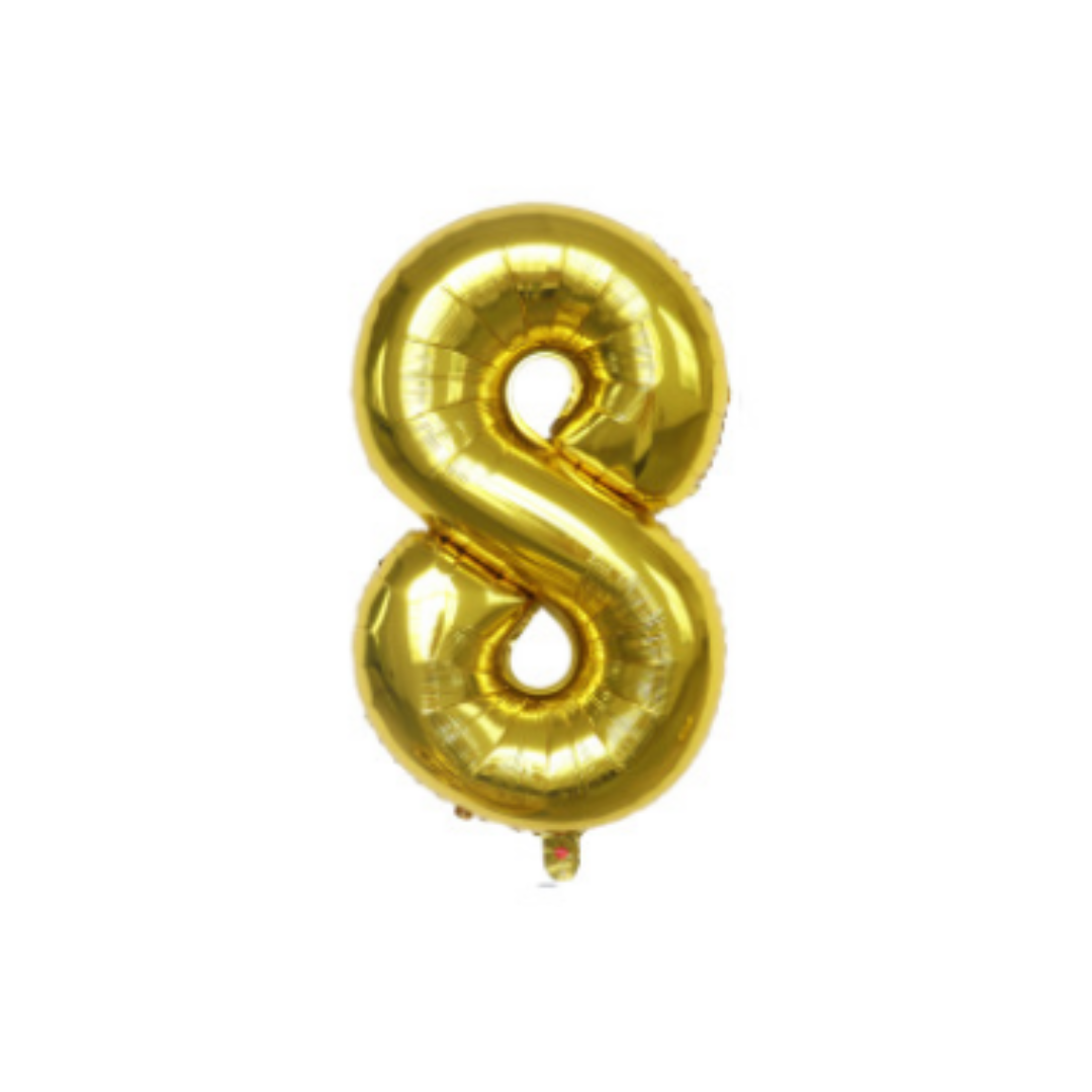 Cijferballon XL 8 - Goud - Feestversiering - 81 cm afbeelding