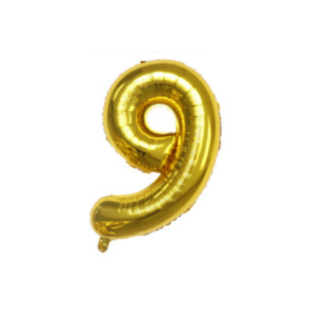 Cijferballon XL 9 - Goud - Feestversiering - 81 cm afbeelding