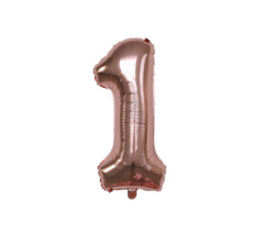 JVS Products Cijferballon XL 1 - Rose goud - Feestversiering - 81 cm kopen