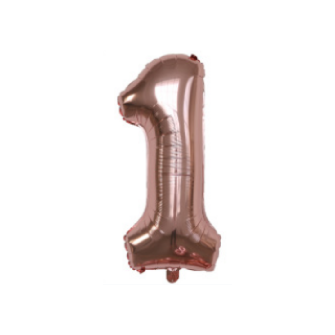 Cijferballon XL 1 - Rose goud - Feestversiering - 32 inch