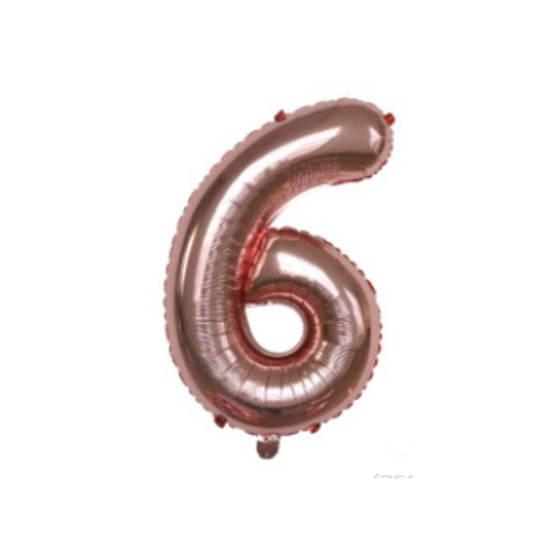 Cijferballon XL 6 - Rose goud - Feestversiering - 81 cm afbeelding