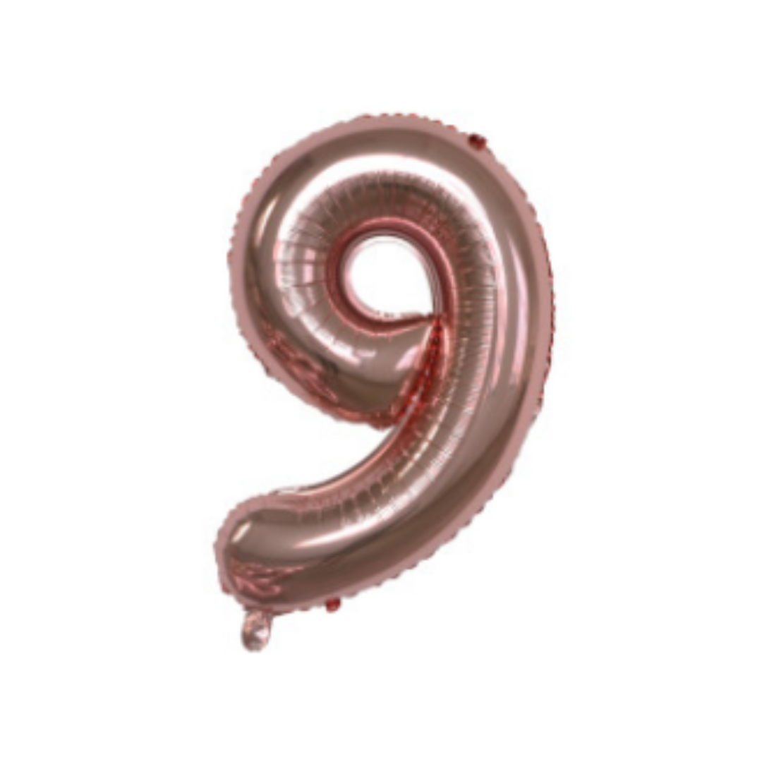 JVS Products Cijferballon XL 9 - Rose goud - Feestversiering - 81 cm