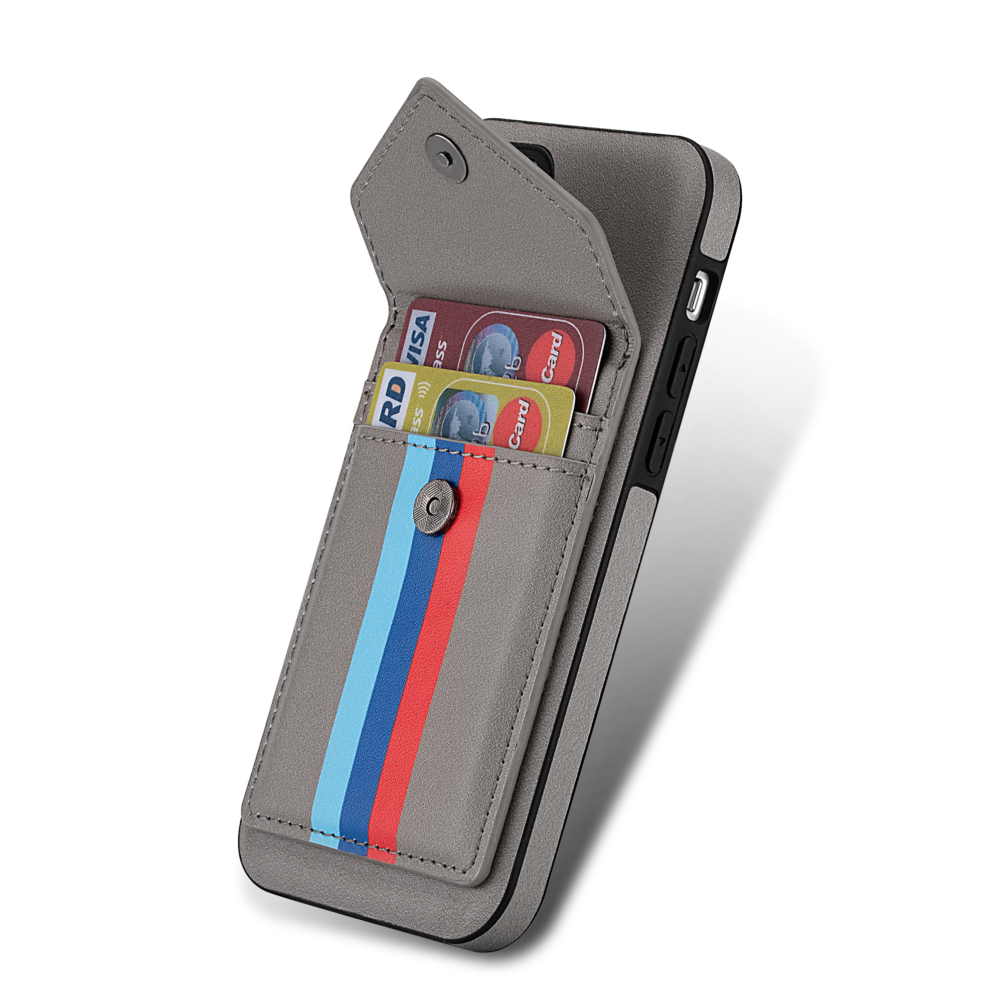 iPhone XR hoesje - Backcover - Patroon - Pasjeshouder - Portemonnee - Kunstleer - Grijs afbeelding