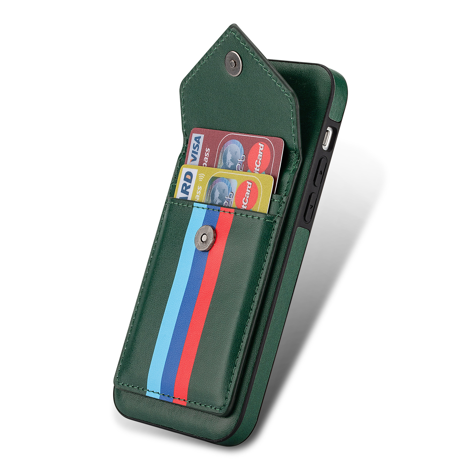 Samsung Galaxy S21 hoesje - Backcover - Patroon - Pasjeshouder - Portemonnee - Kunstleer - Donkergroen afbeelding