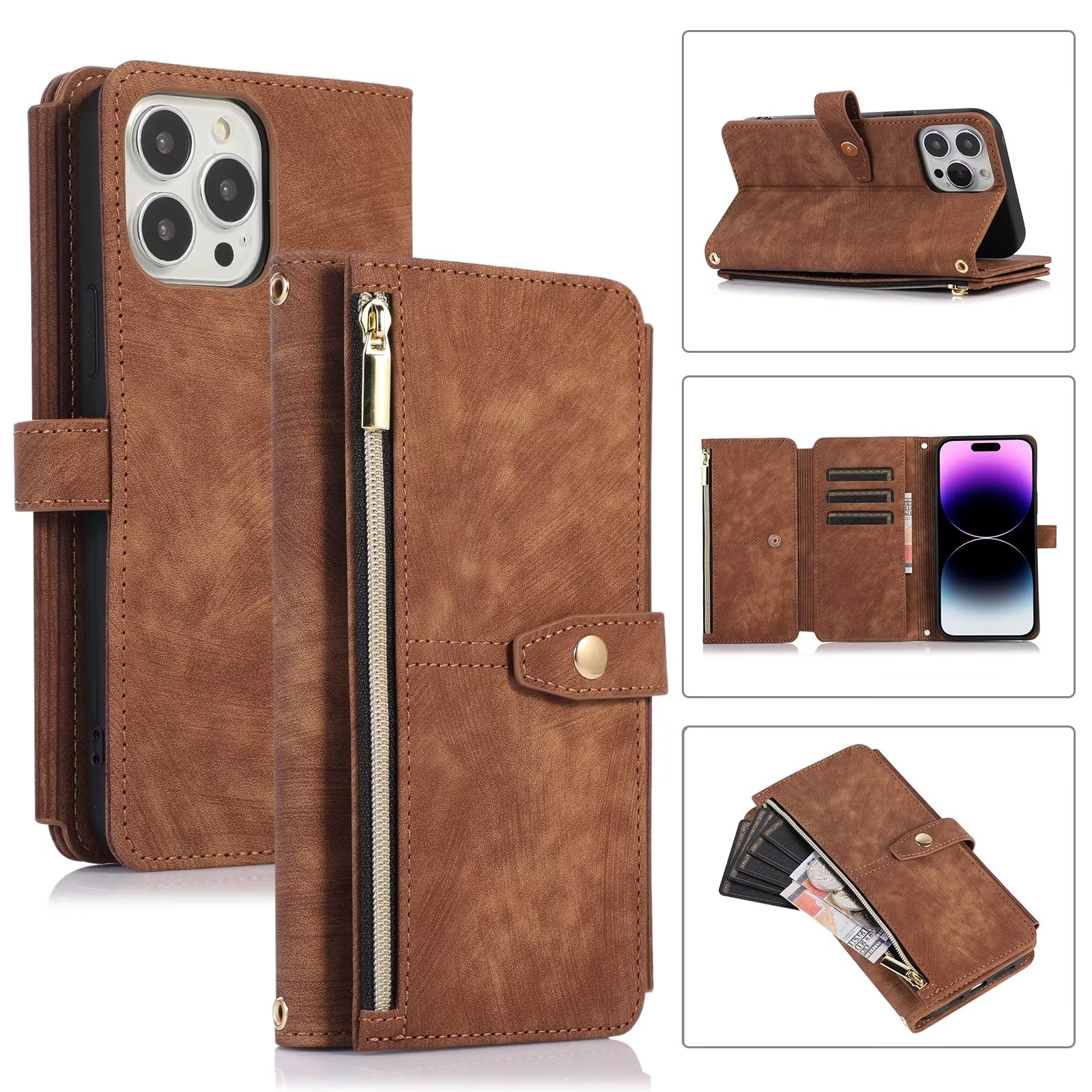 Google Pixel 7 Pro Book Case Hoesje - Magnetisch - Kunstleer - Portemonnee - Book Case - Met Koord - Pasjeshouder - Wallet - Flip Cover - Google Pixel 7 Pro - Bruin