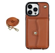 JVS Products iPhone 11 Pro hoesje - Backcover - Koord - Pasjeshouder - Portemonnee - Kunstleer - Bruin