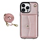 iPhone 13 Pro Max hoesje - Backcover - Koord - Pasjeshouder - Portemonnee - Kunstleer - Rose Goud kopen