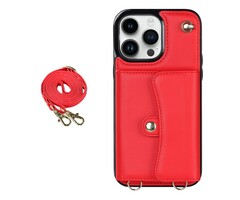JVS Products Samsung Galaxy S10 hoesje - Backcover - Koord - Pasjeshouder - Portemonnee - Kunstleer - Rood