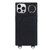 JVS Products iPhone 11 hoesje - Backcover - Pasjeshouder - Portemonnee - Ringhouder - Koord - Kunstleer - Zwart