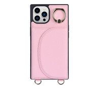 JVS Products iPhone 12 hoesje - Backcover - Pasjeshouder - Portemonnee - Ringhouder - Koord - Kunstleer - Roze