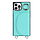 iPhone 12 Pro hoesje - Backcover - Pasjeshouder - Portemonnee - Ringhouder - Koord - Kunstleer - Turquoise
