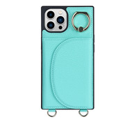 JVS Products iPhone 12 Pro Max hoesje - Backcover - Pasjeshouder - Portemonnee - Ringhouder - Koord - Kunstleer - Turquoise