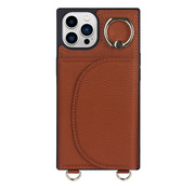 JVS Products iPhone 14 Plus hoesje - Backcover - Pasjeshouder - Portemonnee - Ringhouder - Koord - Kunstleer - Bruin