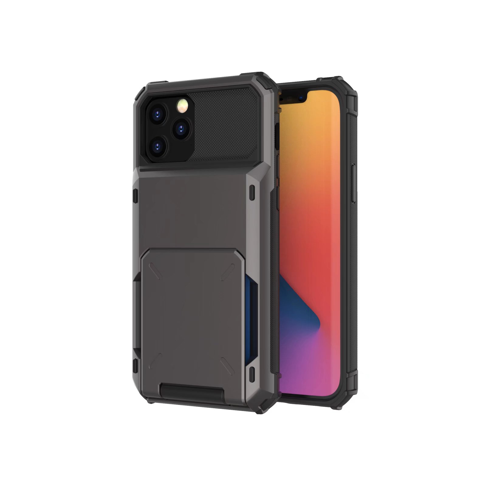iPhone 12 Pro Max hoesje - Backcover - Pasjeshouder - Portemonnee - TPU - Grijs afbeelding