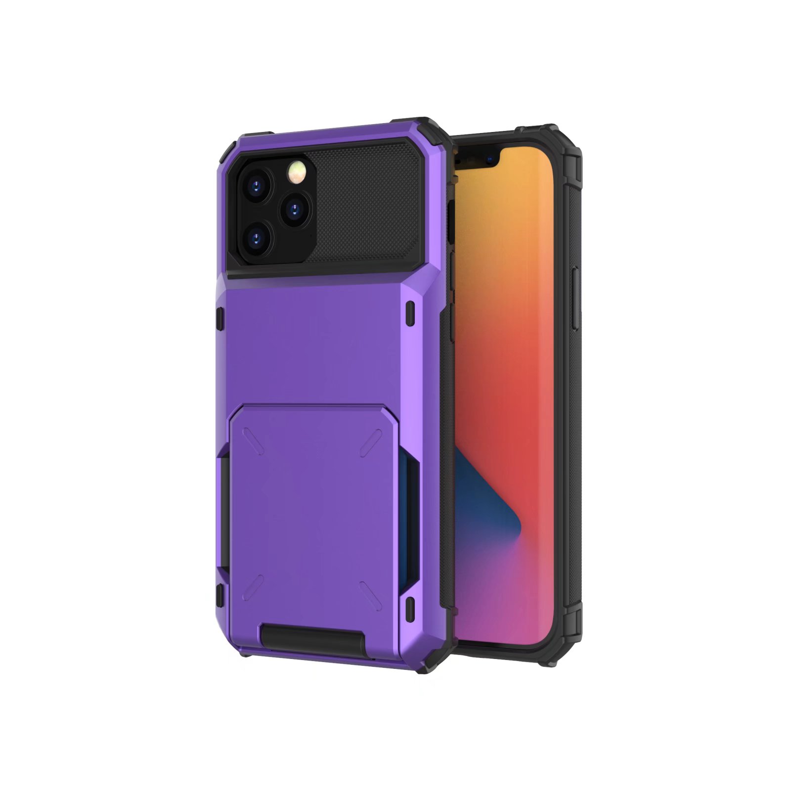 iPhone 12 Pro Max Back Cover Hoesje - Pasjeshouder - Shockproof - TPU - Hardcase - iPhone 12 Pro Max - Paars