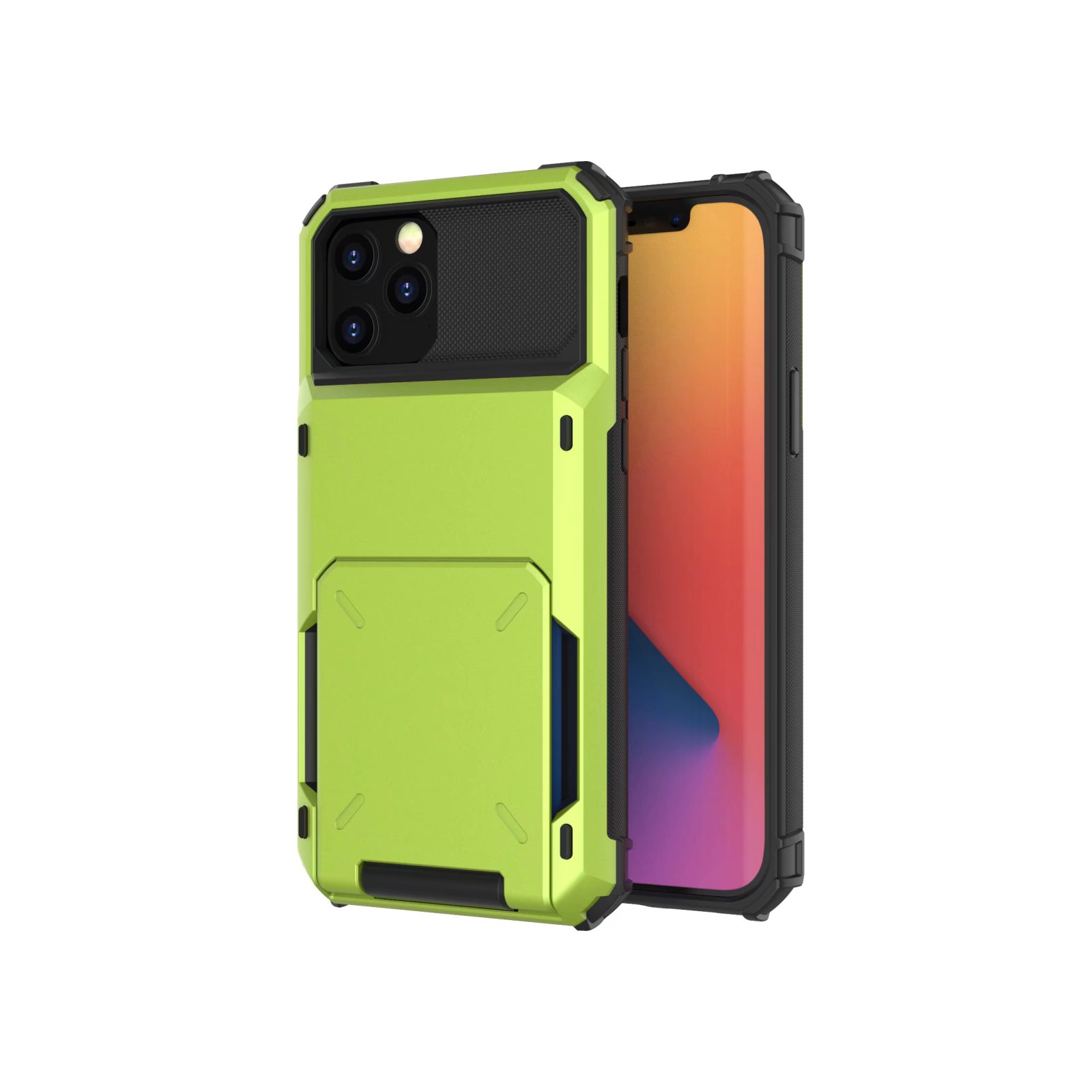 iPhone XS hoesje - Backcover - Pasjeshouder - Portemonnee - TPU - Groen afbeelding