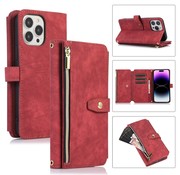 JVS Products iPhone 14 hoesje - Bookcase - Koord - Pasjeshouder - Portemonnee - Kunstleer - Rood