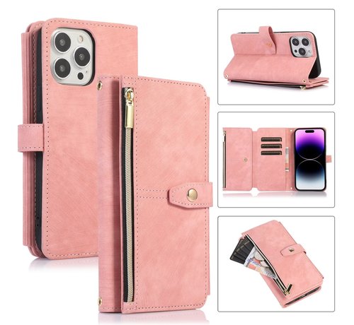 JVS Products iPhone 7 hoesje - Bookcase - Koord - Pasjeshouder - Portemonnee - Kunstleer - Roze kopen