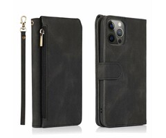 JVS Products Samsung Galaxy A14 5G hoesje - Bookcase - Pasjeshouder - Portemonnee - Rits - Kunstleer - Zwart