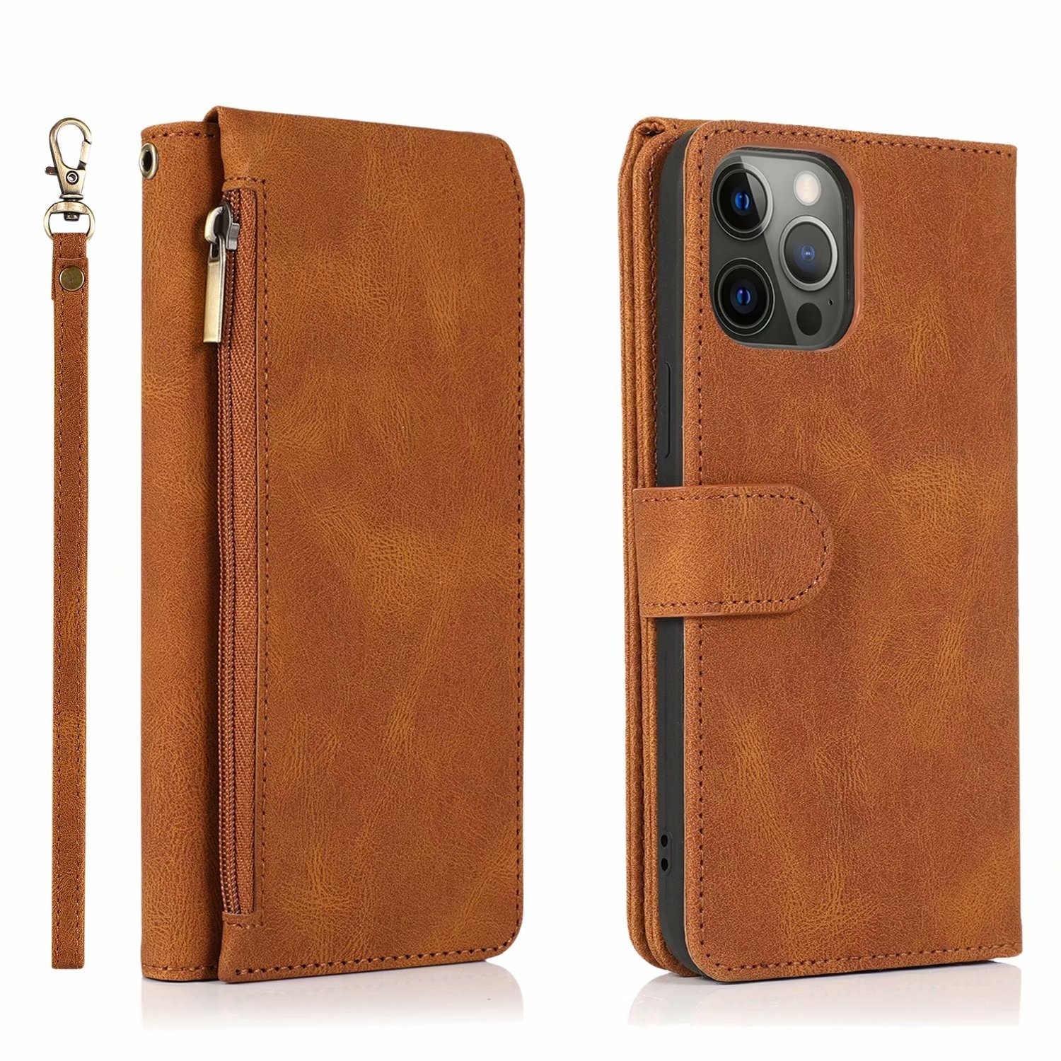 Samsung Galaxy A54 5G hoesje - Bookcase - Pasjeshouder - Portemonnee - Rits - Kunstleer - Bruin afbeelding