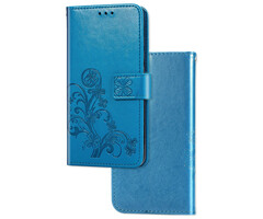 JVS Products Samsung Galaxy A14 5G hoesje - Bookcase - Pasjeshouder - Portemonnee - Bloemenprint - Kunstleer - Blauw