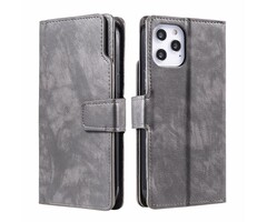 JVS Products Samsung Galaxy A34 5G hoesje - Bookcase - Pasjeshouder - Portemonnee - Luxe - Kunstleer - Grijs