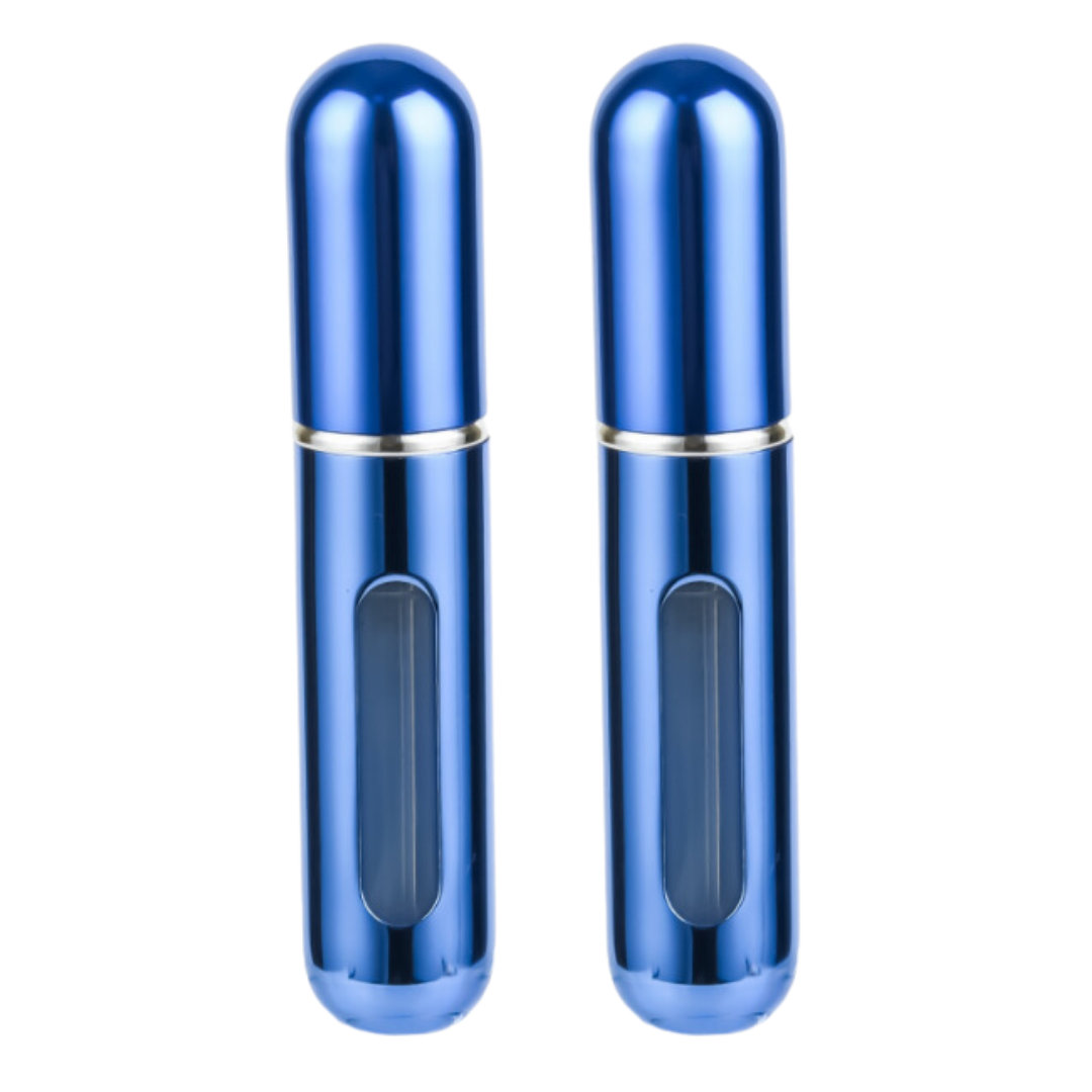 Mini Parfum Flesjes - 2-pack - Navulbaar - Reisflesjes - Parfumverstuiver - Glanzend Blauw