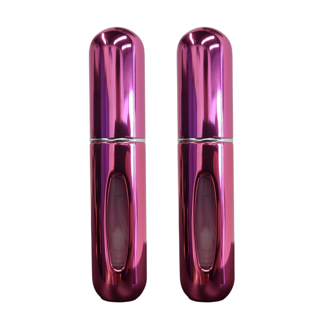 Mini Parfum Flesjes - 2-pack - Navulbaar - Reisflesjes - Parfumverstuiver - Glanzend Roze afbeelding