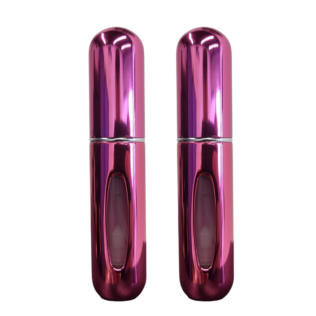 Mini Parfum Flesjes - 2-pack - Navulbaar - Reisflesjes - Parfumverstuiver - Glanzend Roze