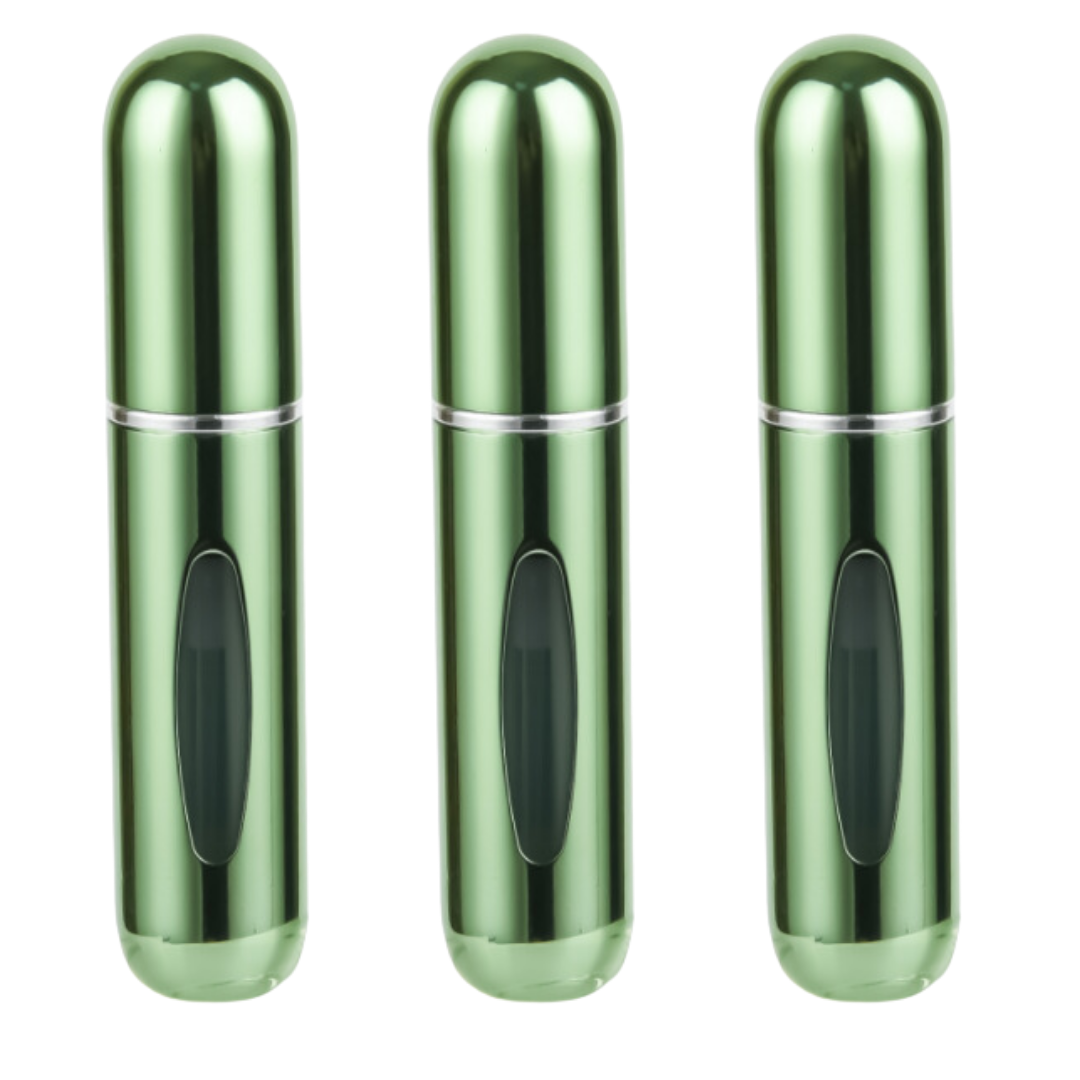 Mini Parfum Flesjes - 3-pack - Navulbaar - Reisflesjes - Parfumverstuiver - Groen afbeelding